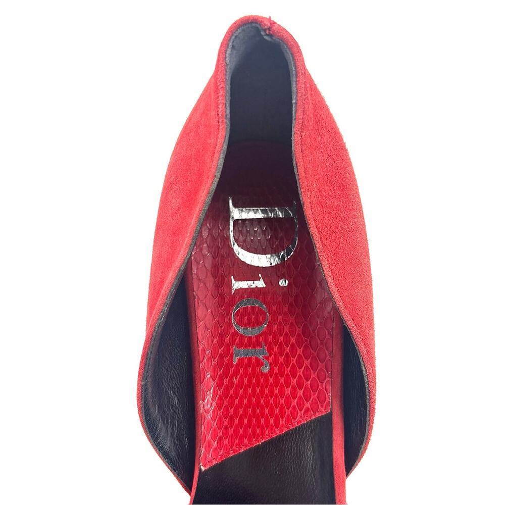 Dior John Galliano Red Double Buckle Snakeskin Peep Toe Platform Pumps 39.5 - Picture 7 of 10